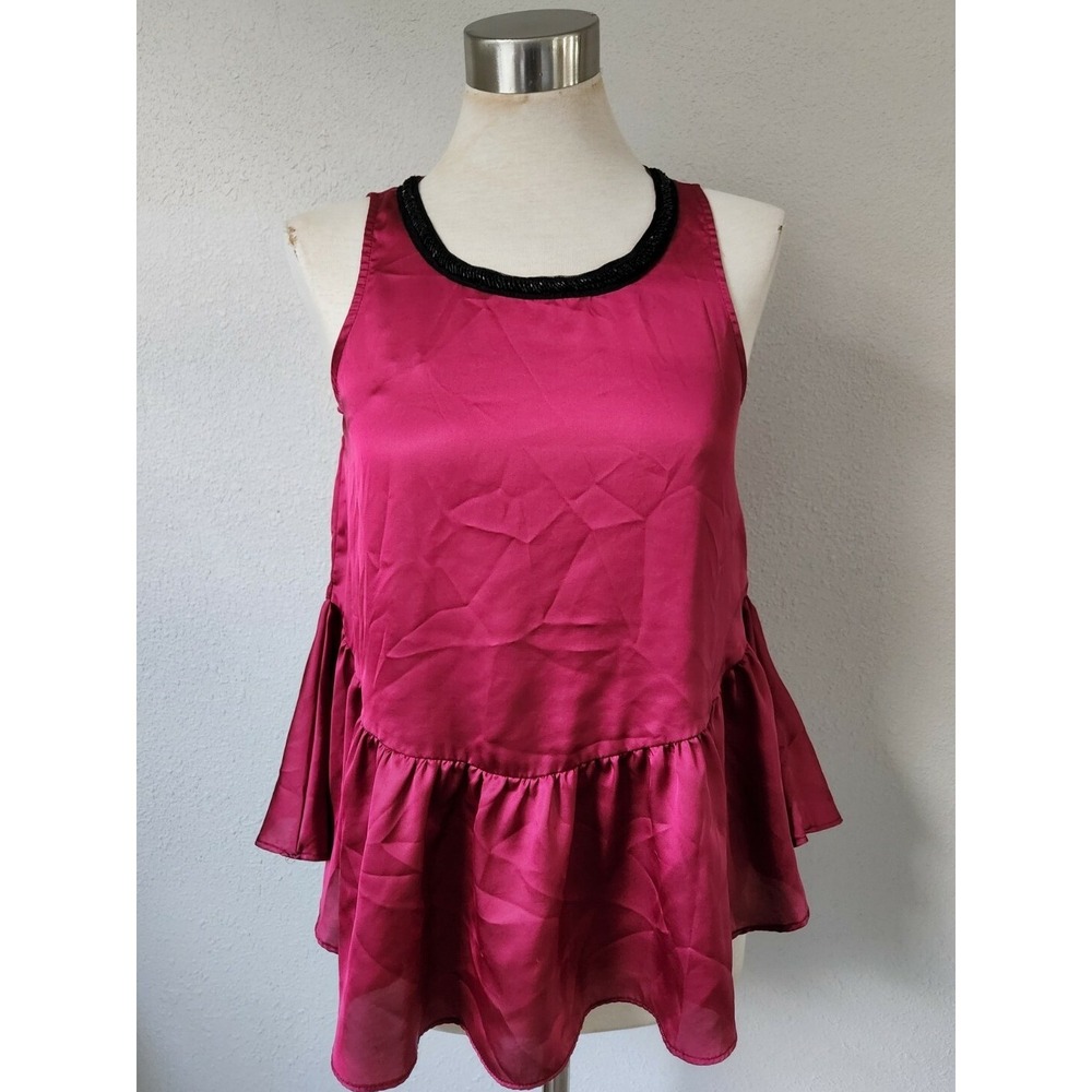 Juicy Couture Sleeveless Pink Blouse with Beaded Neckline Size Small